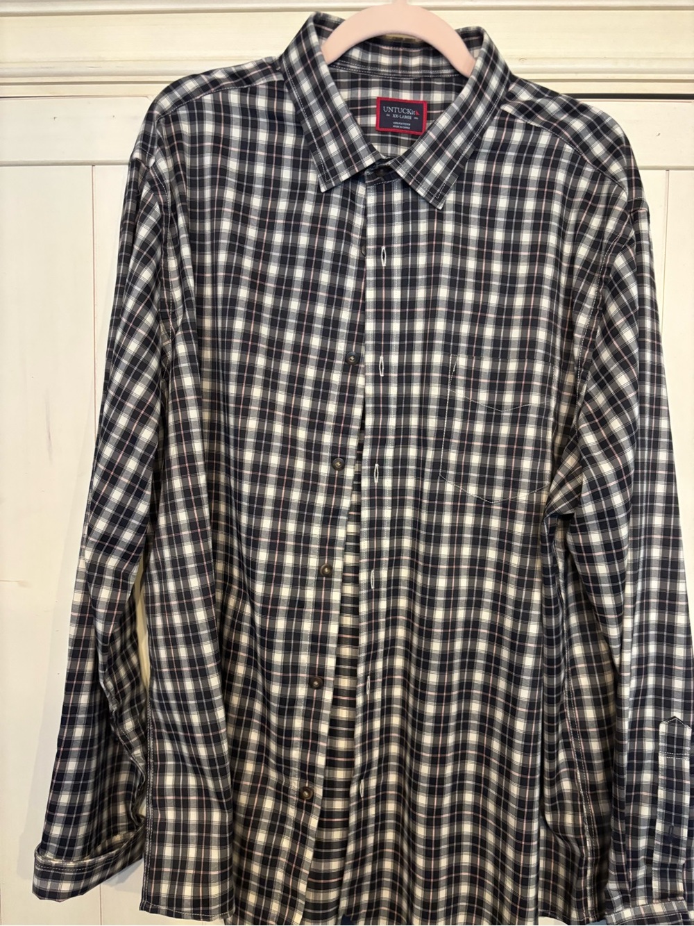 UNTUCKit Men's Black & White Plaid Button-Down Shirt